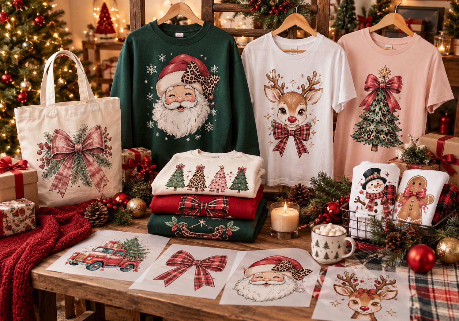 Christmas ready to press DTF transfer designs