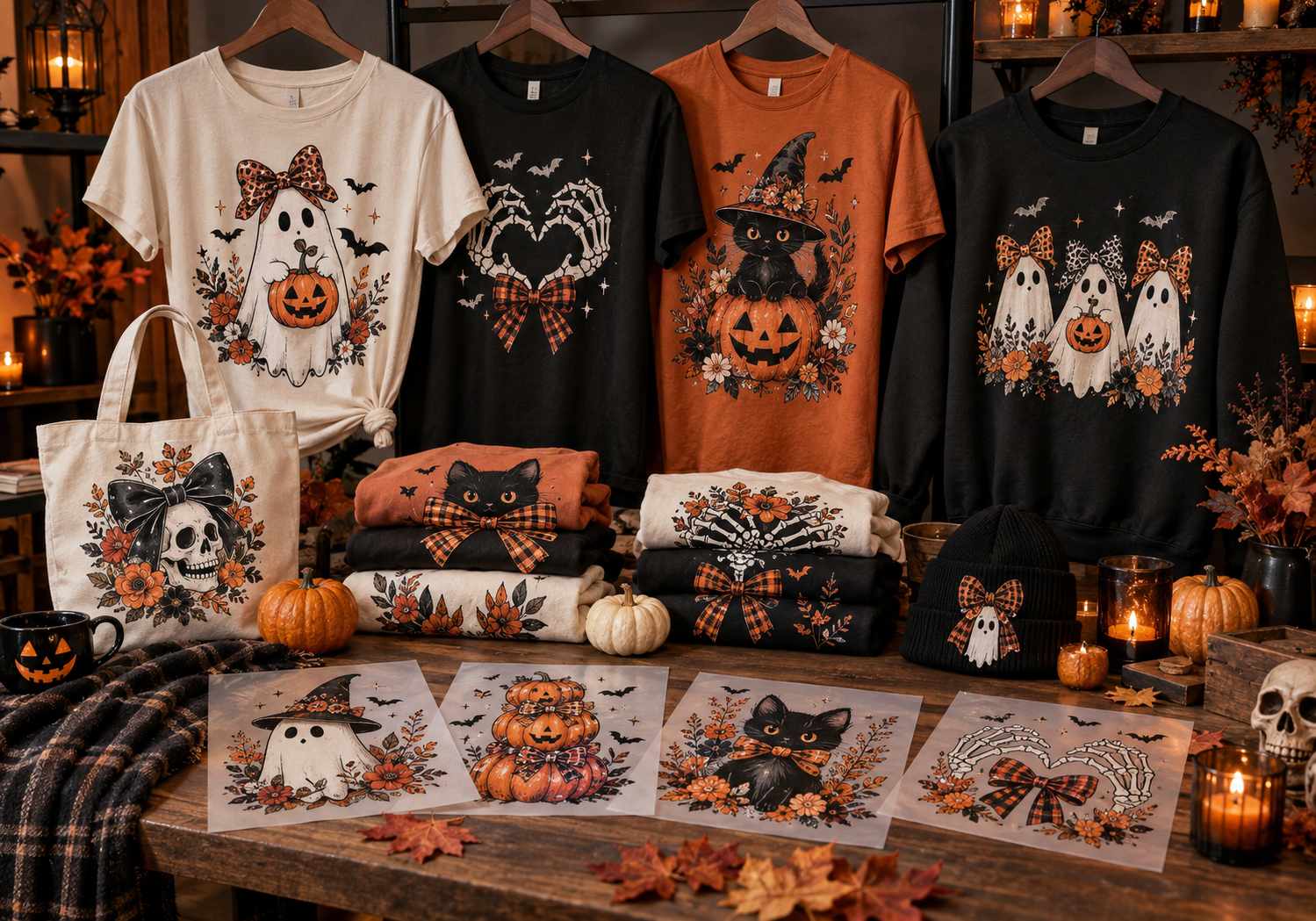 Halloween ready to press DTF transfer designs